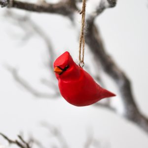 small wooden red cardinal bird ornament