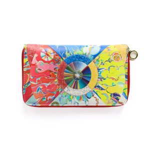 intricately designed artwork called "Morning Star" across this zippered travel wallet