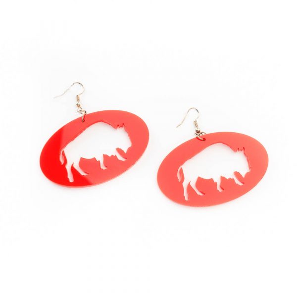 red bison coin earrings