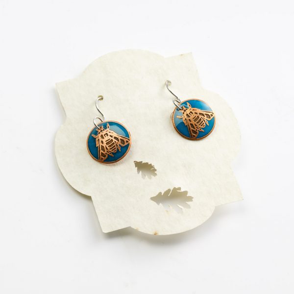 skrocki blue bee earrings