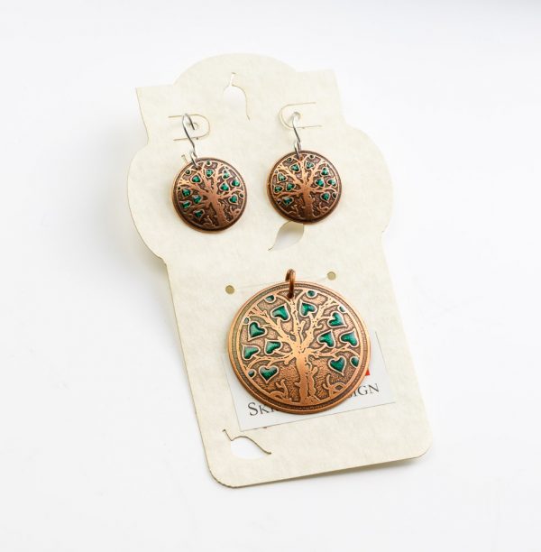 skrocki circle tree pendant and earrings