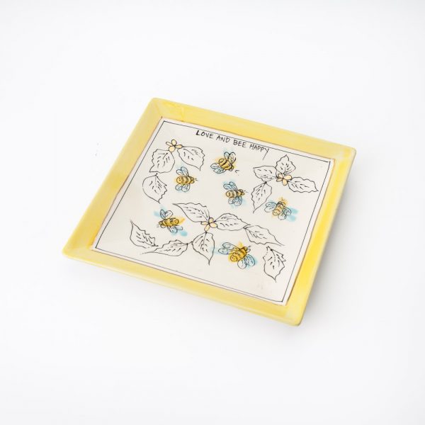 artables small honey bee square plate