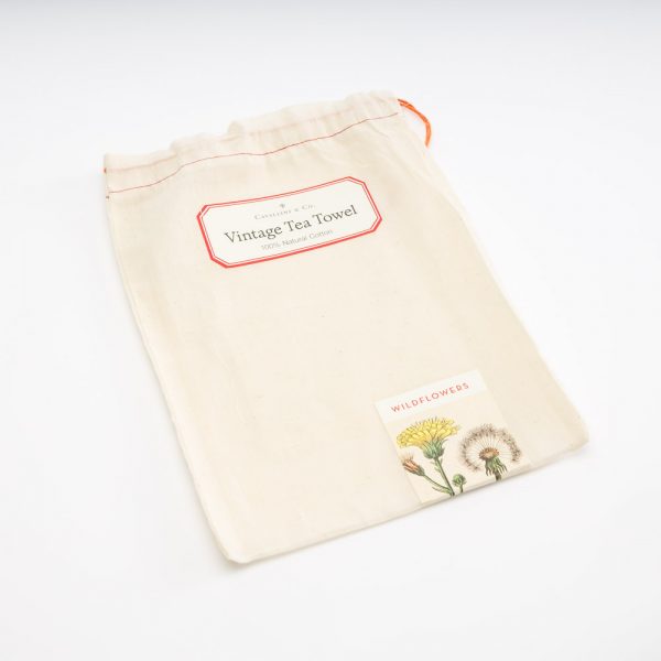 cavallini wild flowers tea towel bag