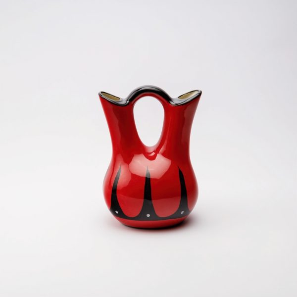 low hoop wedding vase red