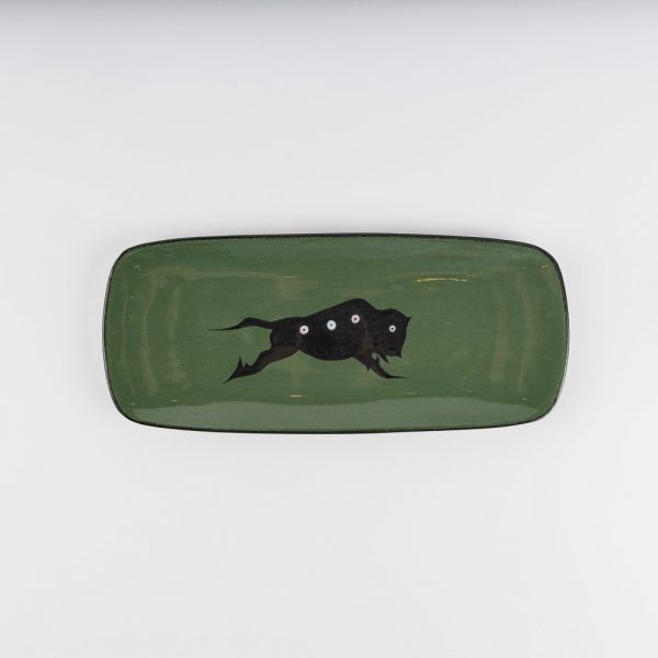 small buffalo platter green