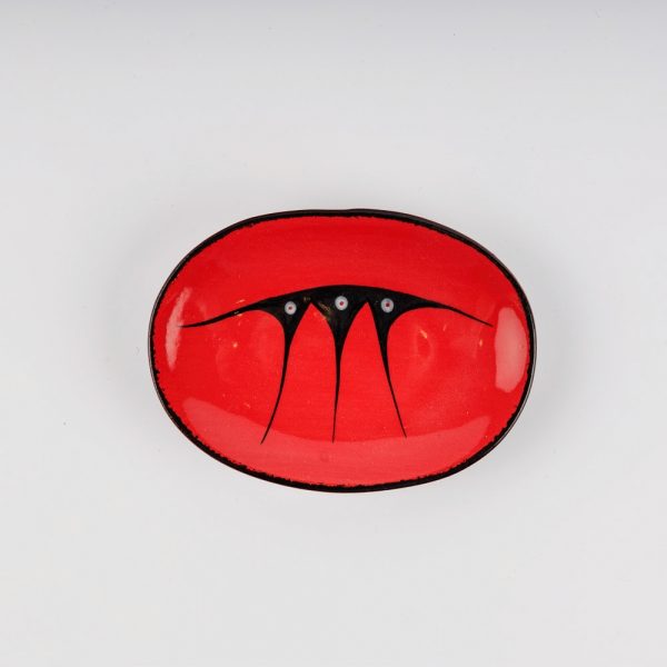 small oval plate red