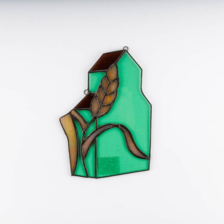 Stained Glass Grain Elevator with Wheat by Bissett Stained Glass RAM Shop