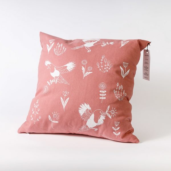 pink birds and blooms pillow