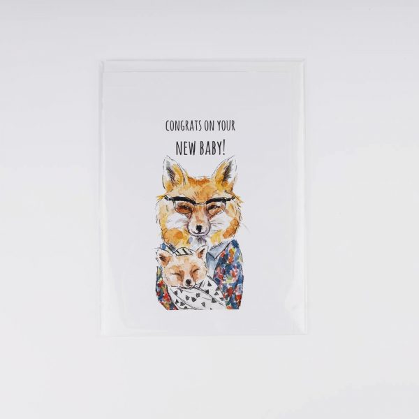 new baby fox greeting card