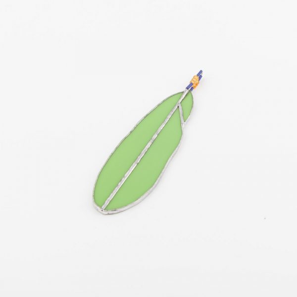 light green stained glass feather
