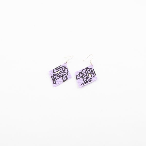 purple whale beaded earrings