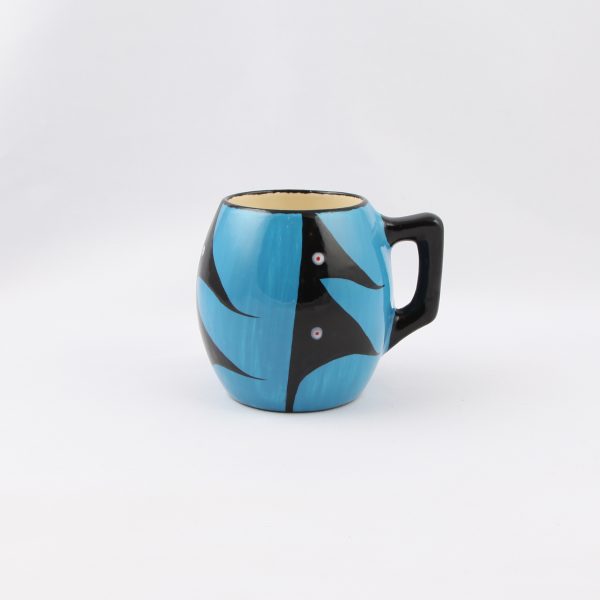 blue red and white mug