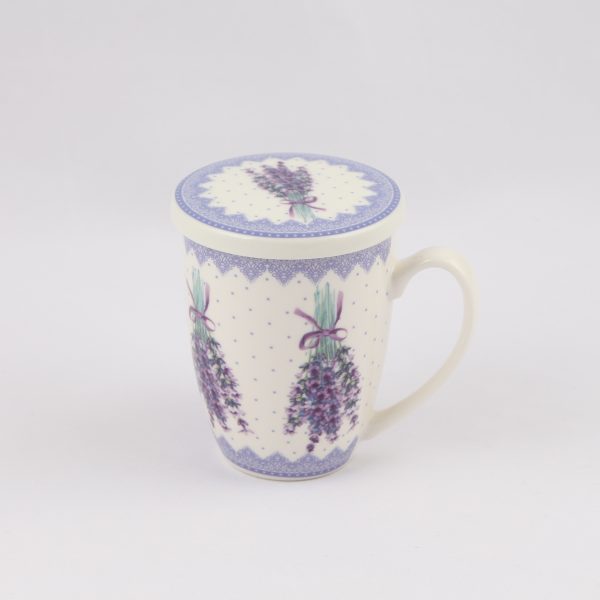 lavender mug and strainer