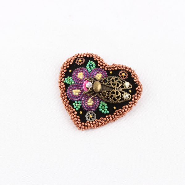 copper heart purple flower with bug