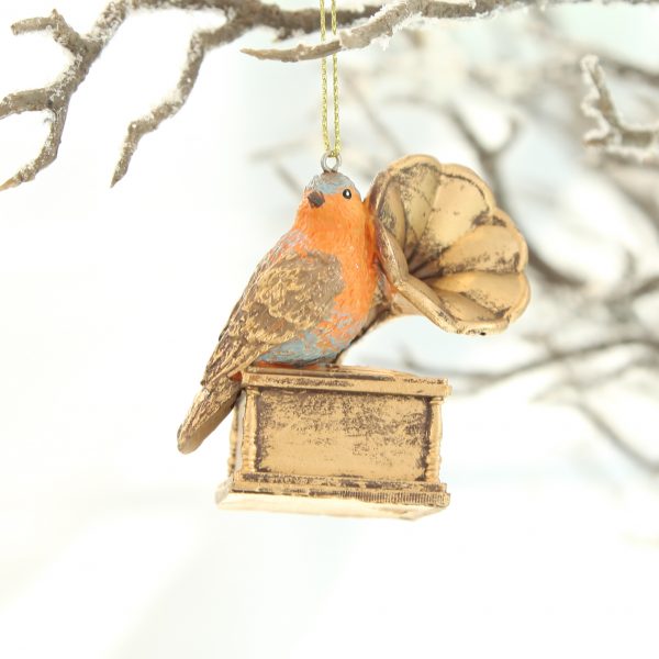 bird and gramophone ornament