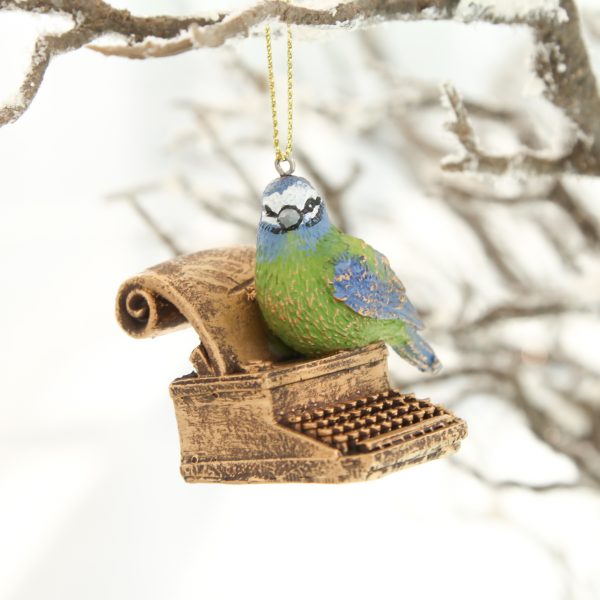 bird and typewriter ornament