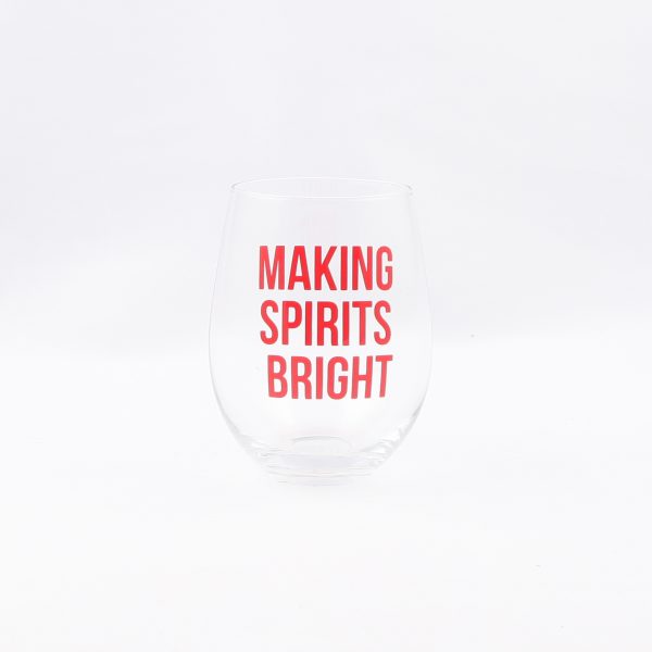 making spirits bright stemless wine glass