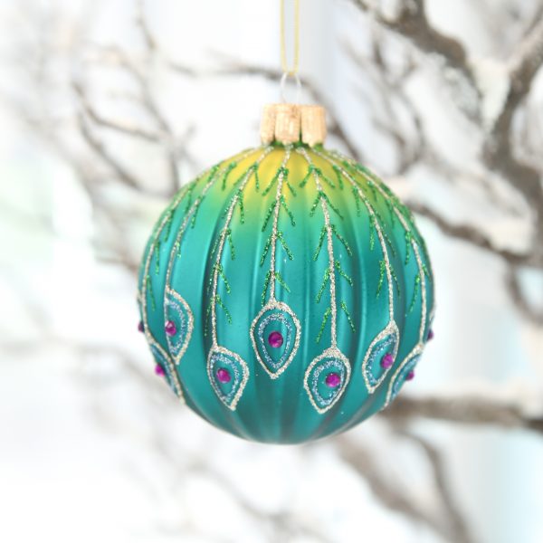 peacock ball ornament
