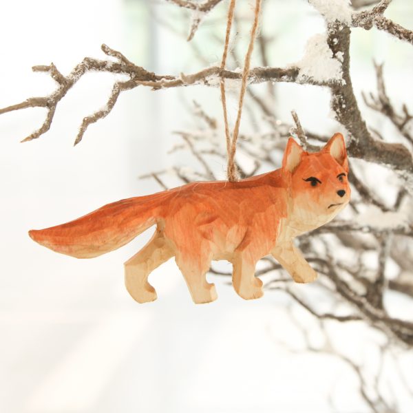 wooden fox ornament