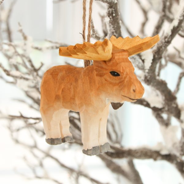 wooden moose ornament
