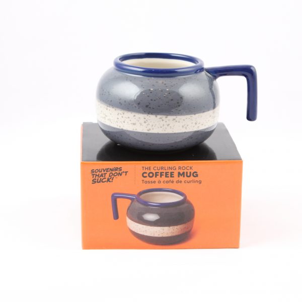 blue curling rock mug