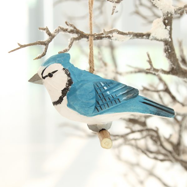blue jay on branch ornament