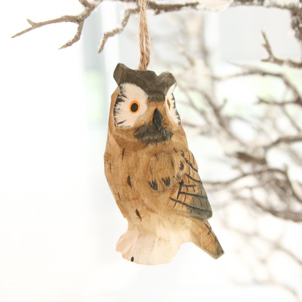 horned sitting owl ornament