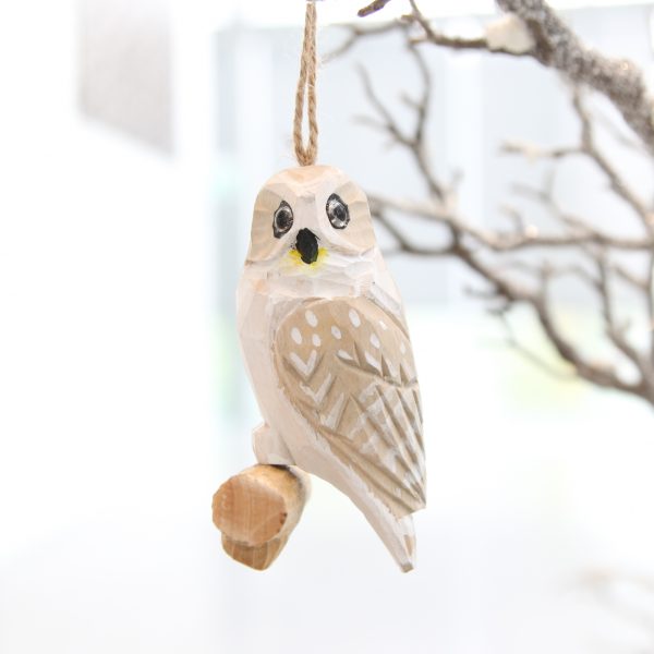 owl on a branch wooden ornament