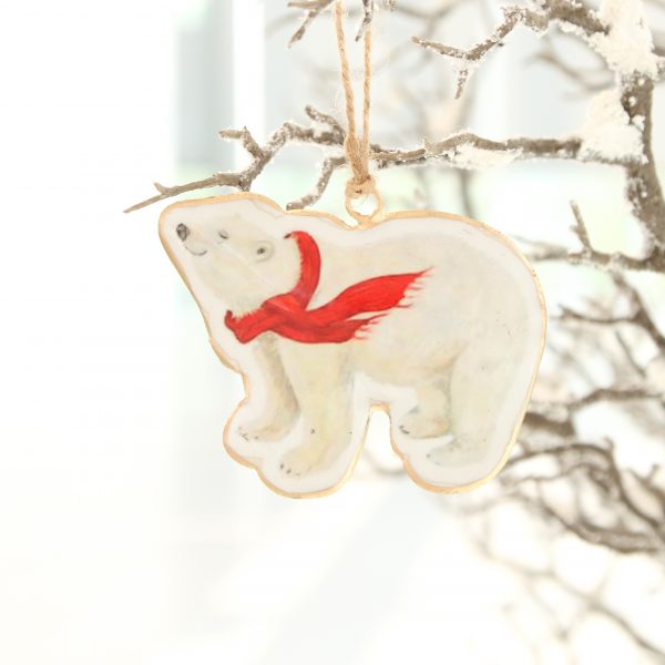 polar bear with scarf ornament