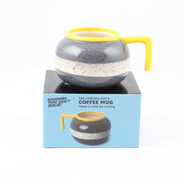 yellow curling rock mug