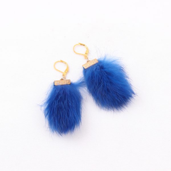 blue rabbit fur earrings
