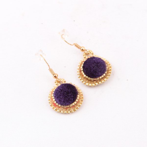 purple tufted earrings