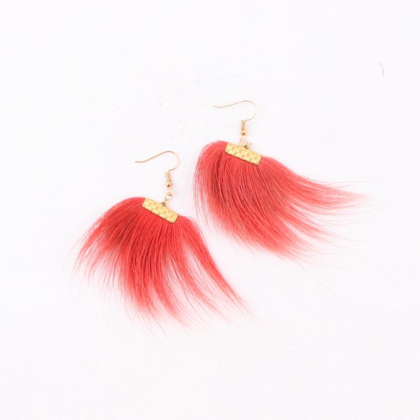 red reindeer hair earrings