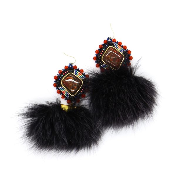 ammolite and fur earrings scaled