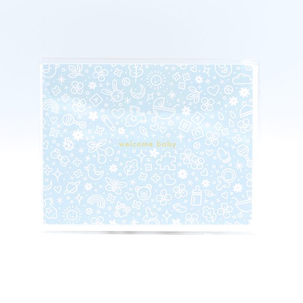 welcome baby blue greeting card