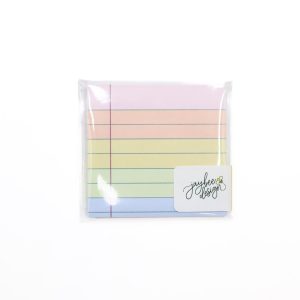 a picture of rainbow coloured sticky notes inside a square plastic package.