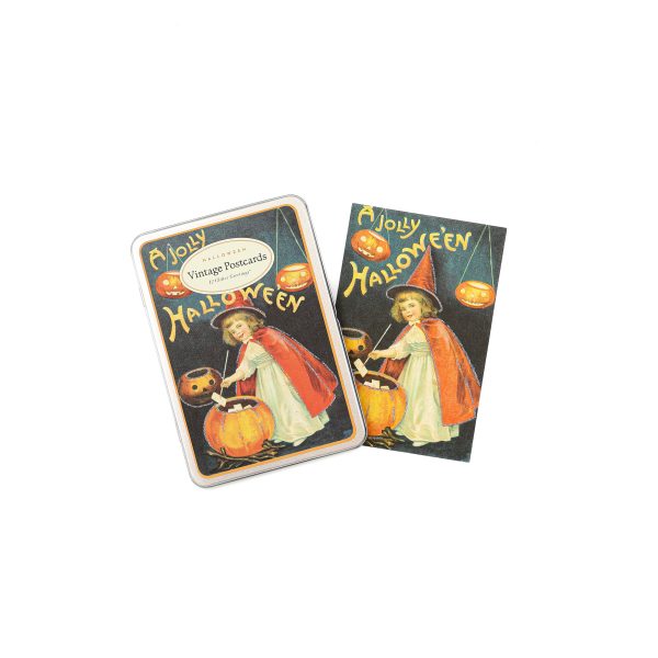 Halloween Vintage Postcards, Pumpkin and cute witch