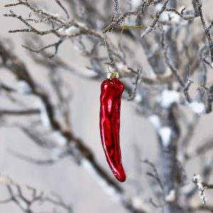metallic red chili pepper ornament