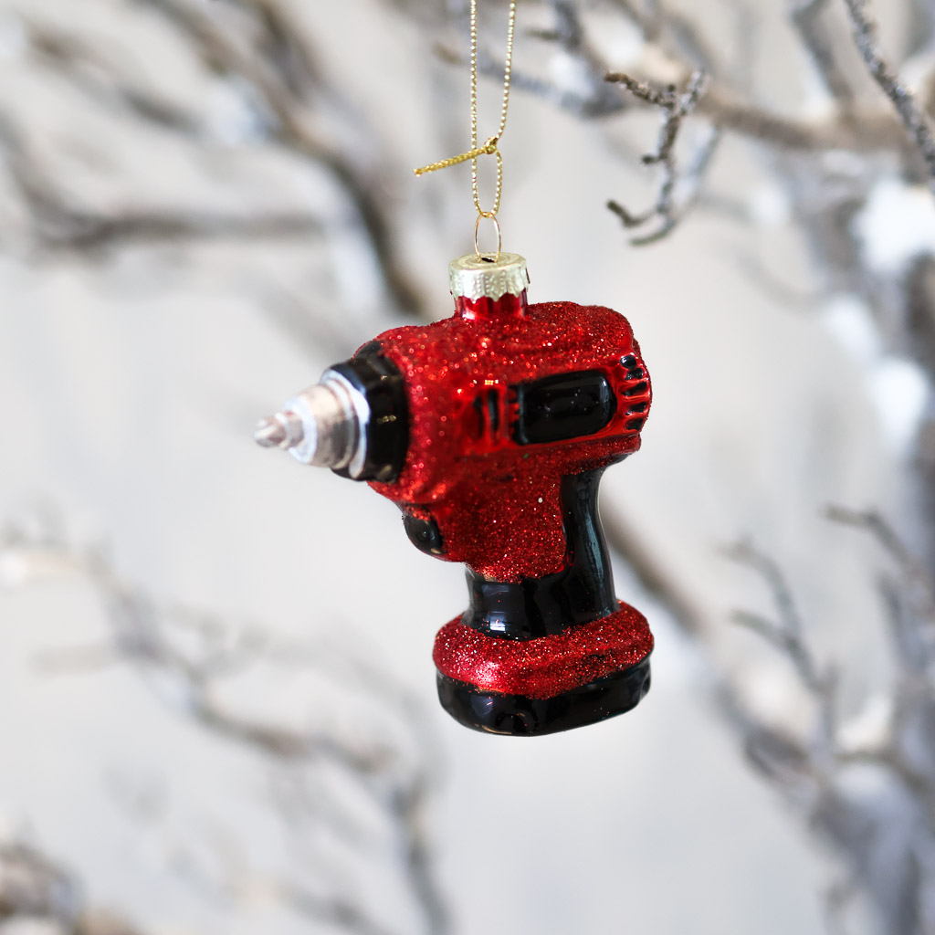 power drill ornament option 2 red and black power drill ornament