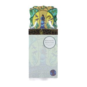 green notepad with "strong earth woman" on the top portion