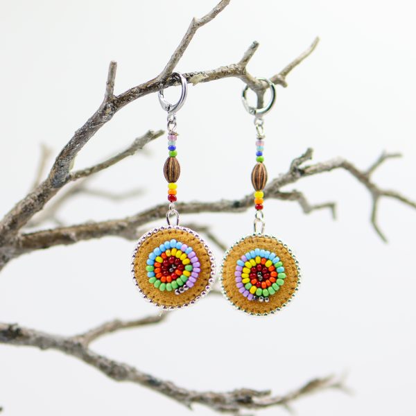 Circle Beaded Earrings in Rainbow by Willow Rose Beads - RAM Shop