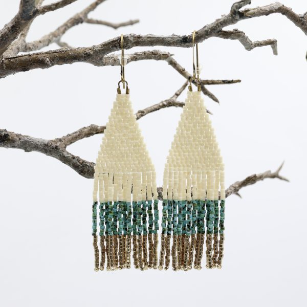 CreamTeal Fringe Earrings scaled