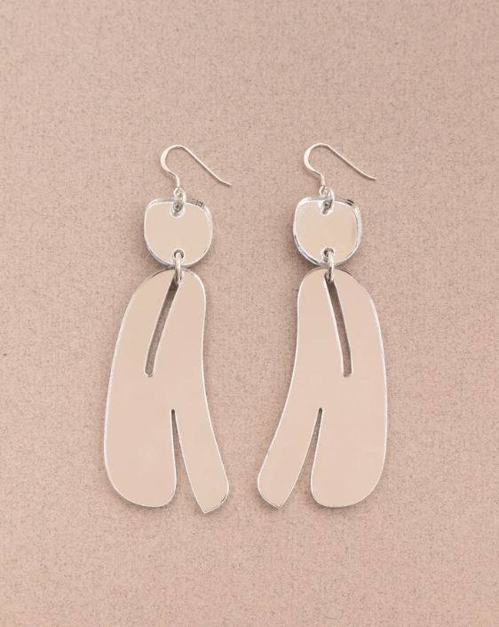 Slashed Ovoids Elongated Mini – Mirror Silver Slashed Ovoids Elongated Mini Mirror Silver