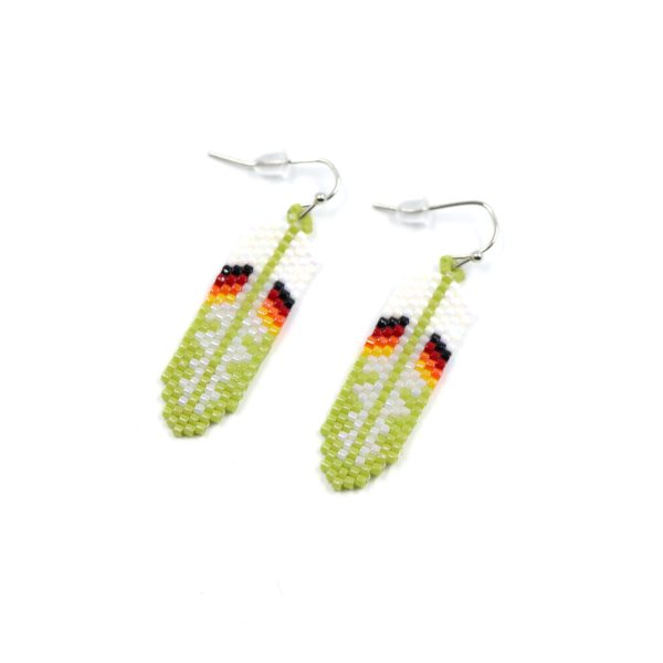 Lime Green Feather Earrings scaled