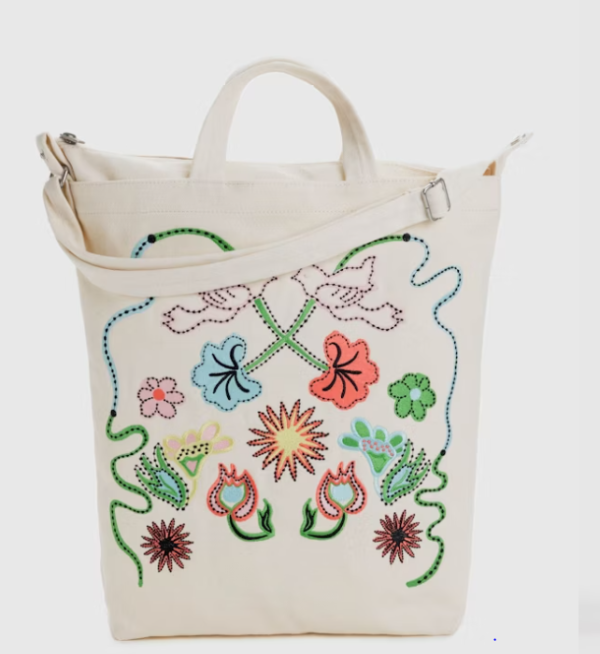 Embroidered birds zip duck bag by baggu