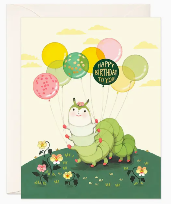 Caterpillar Balloons Birthday Card Caterpillar Balloons Birthday Card