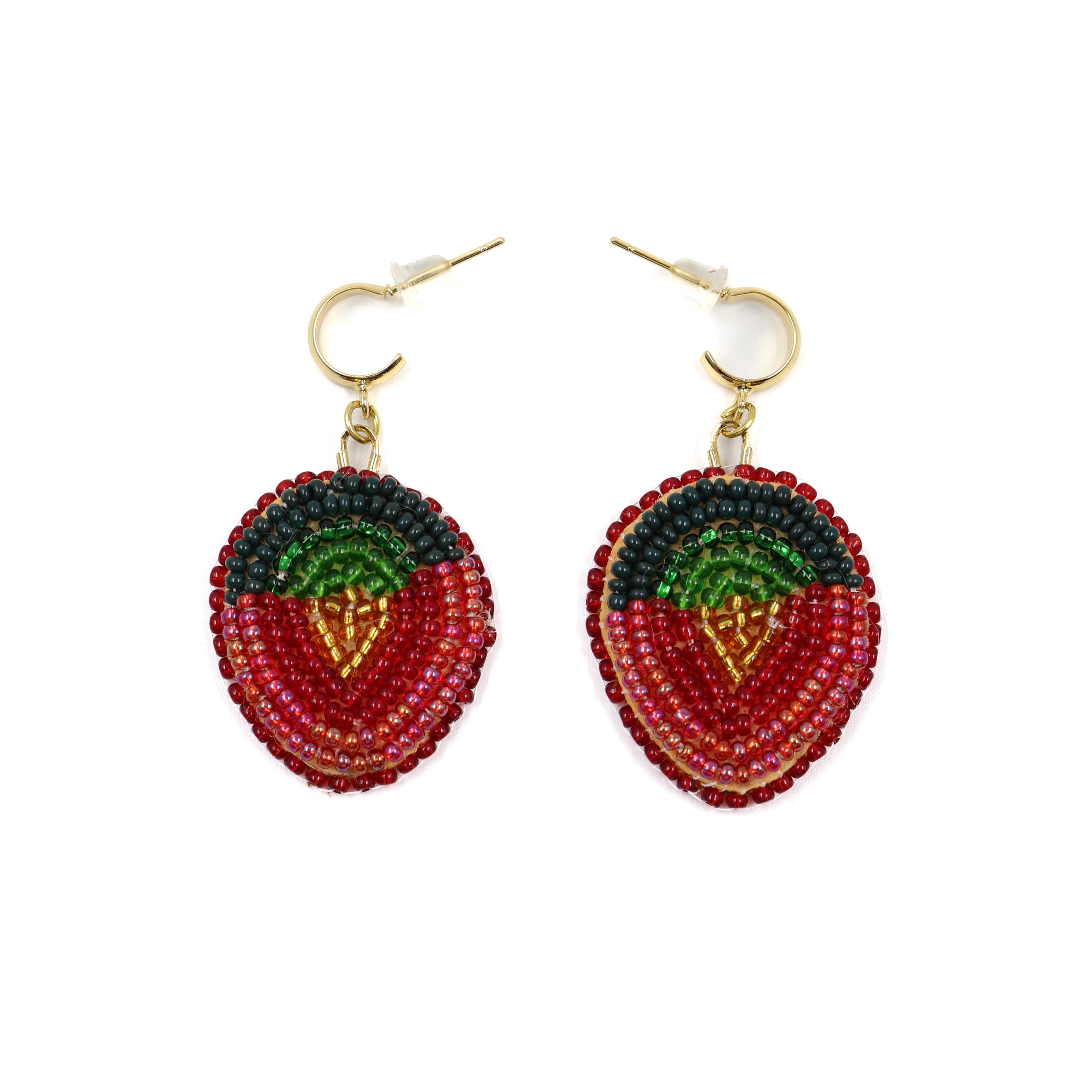 Red Strawberry Earrings, gold center Red Strawberry Earrings gold center scaled
