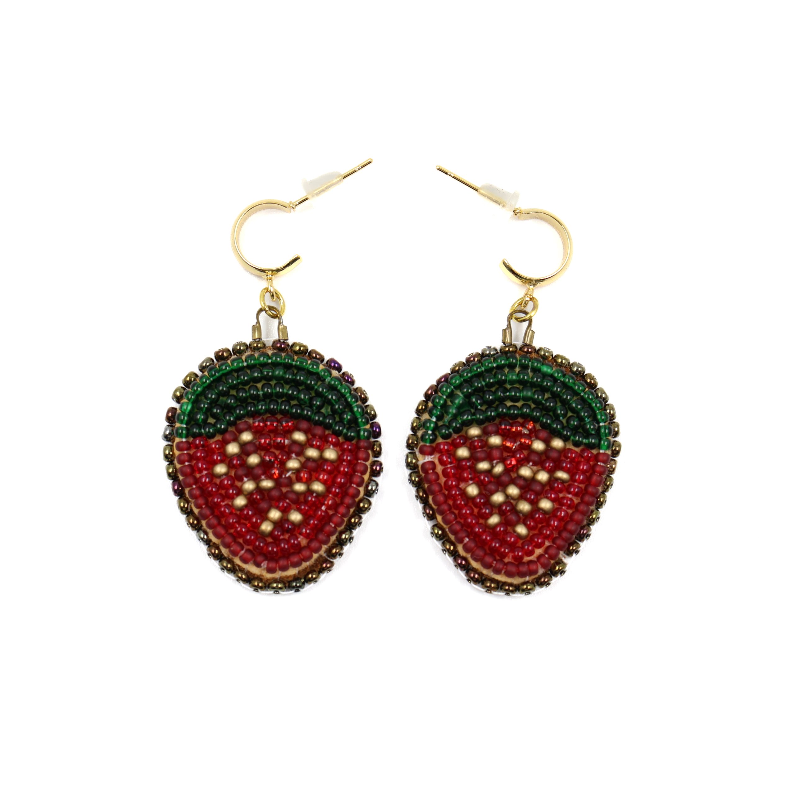 Red Strawberry Earrings, with seeds Red Strawberry Earrings with seeds scaled
