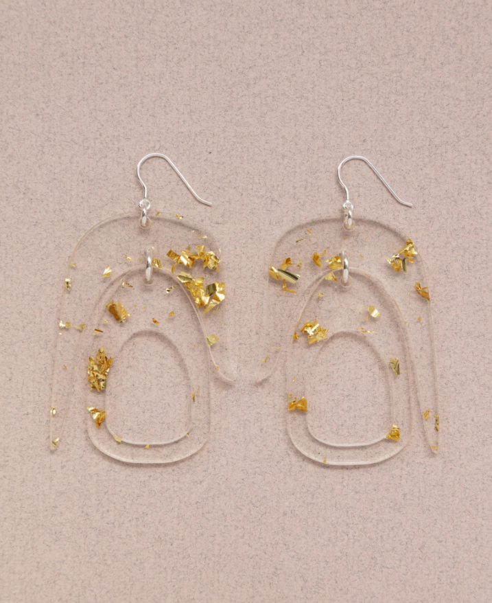 Salish Chandelier Regular Gold Flakes Earrings Salish Chandelier Regular Gold Flakes Earrings