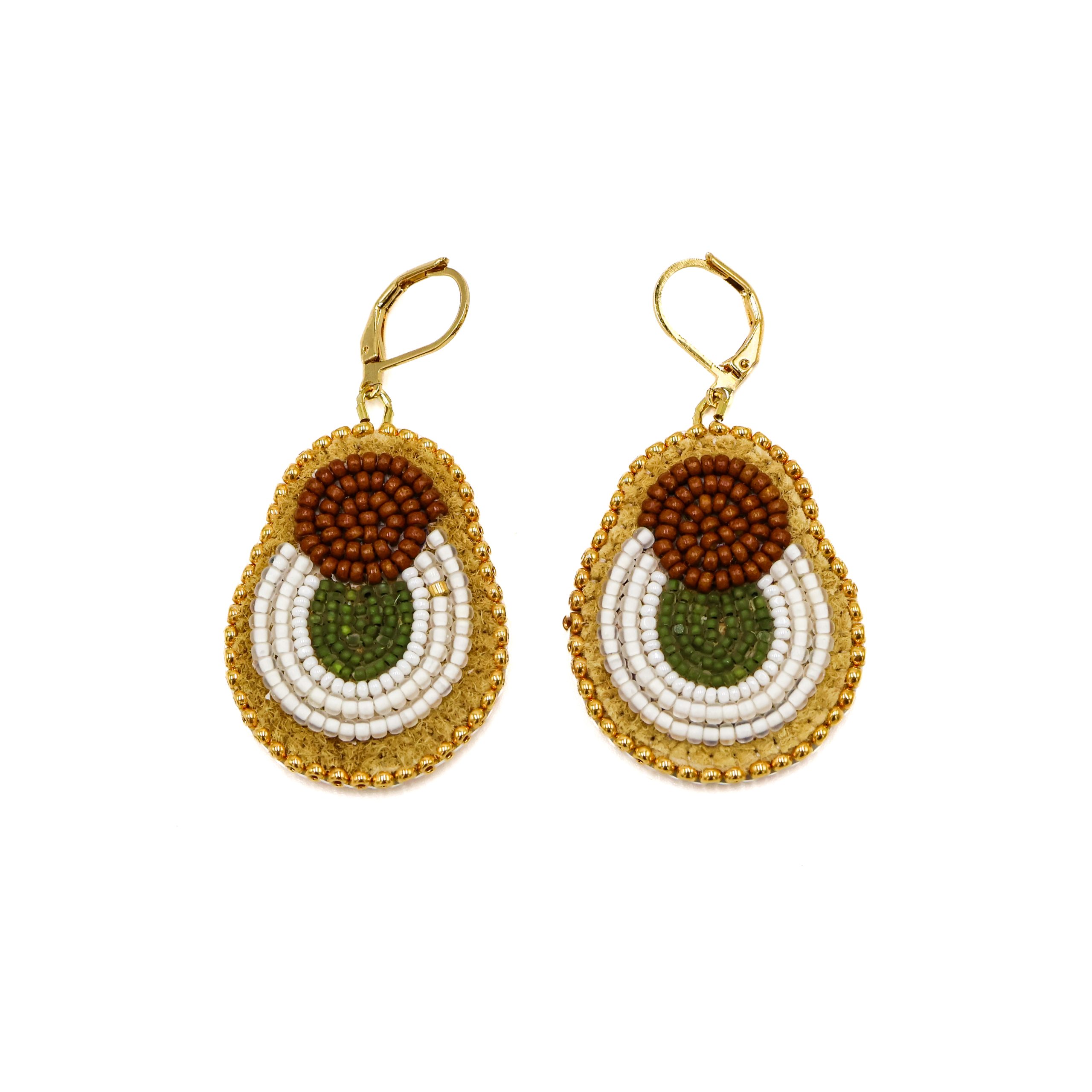 Small Earrings Olive White and Brown Small Earrings Olive White and Brown scaled